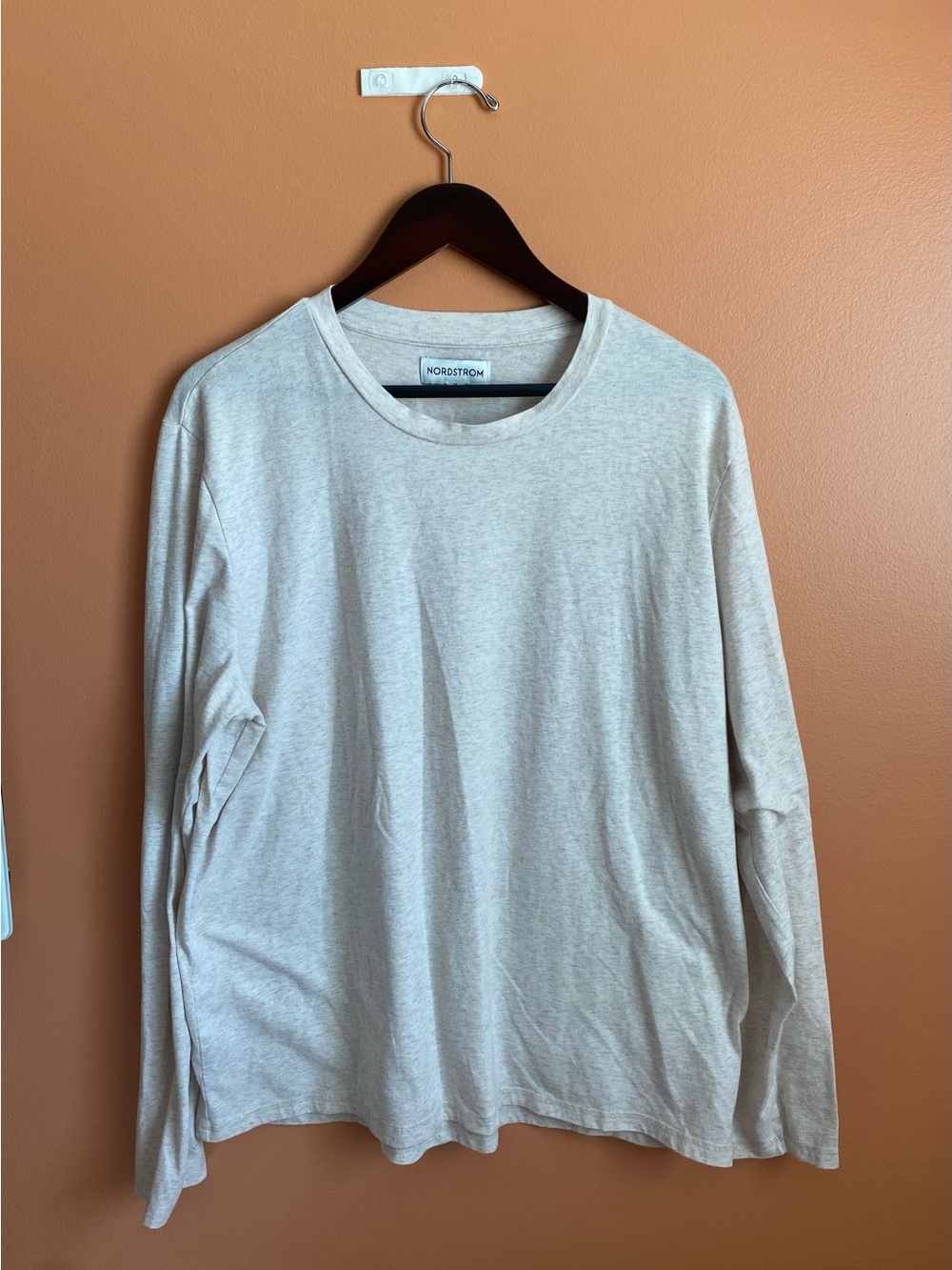 Men’s Nordstrom Casual Long Sleeve Shirt Cream Cotton Blend Size XL